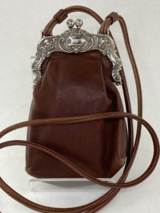 Brighton Handbags - Brown Leather Crossbody Bag with Ornate Silver Frame
